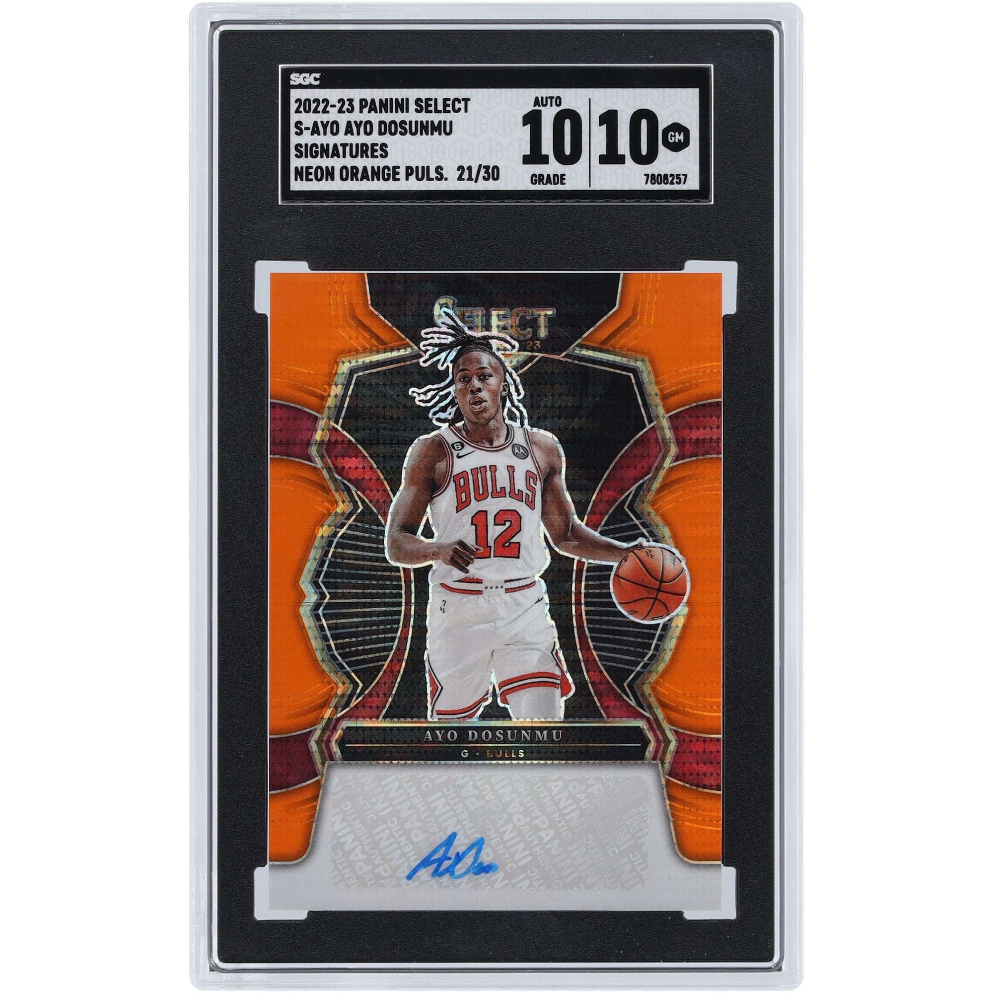 Ayo Dosunmu Chicago Bulls Autographed 2022-23 Panini Select Orange 