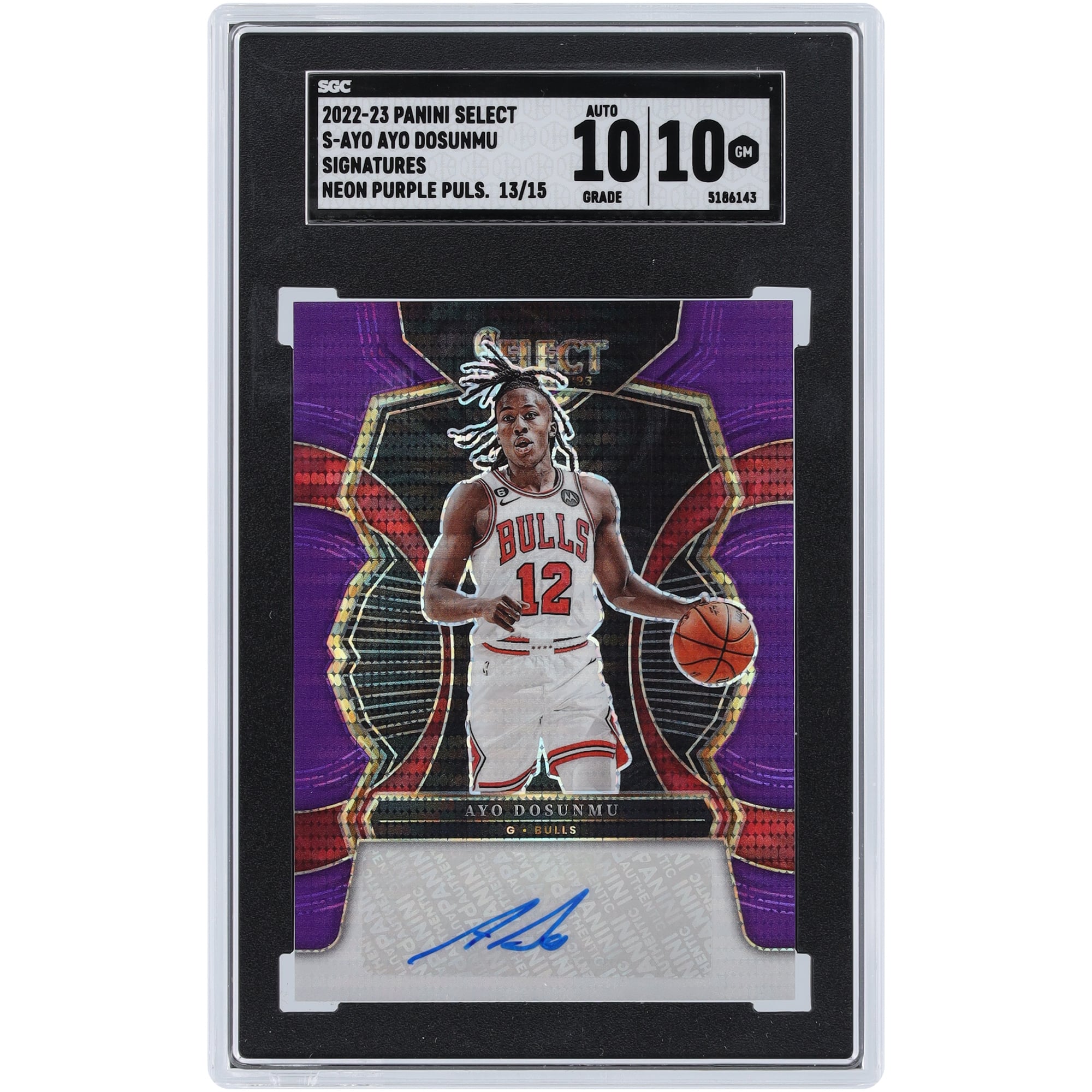 Ayo Dosunmu Chicago Bulls Autographed 2022-23 Panini Select Purple 