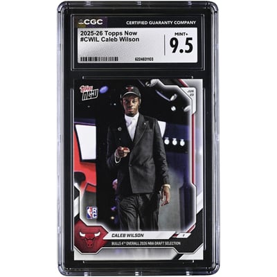 Caleb Wilson Chicago Bulls 2025-26 Topps Now Bulls 4th Overall 2026 NBA Draft Selection #CWIL CGC Authenticated MINT+ 9.5 Rookie Card