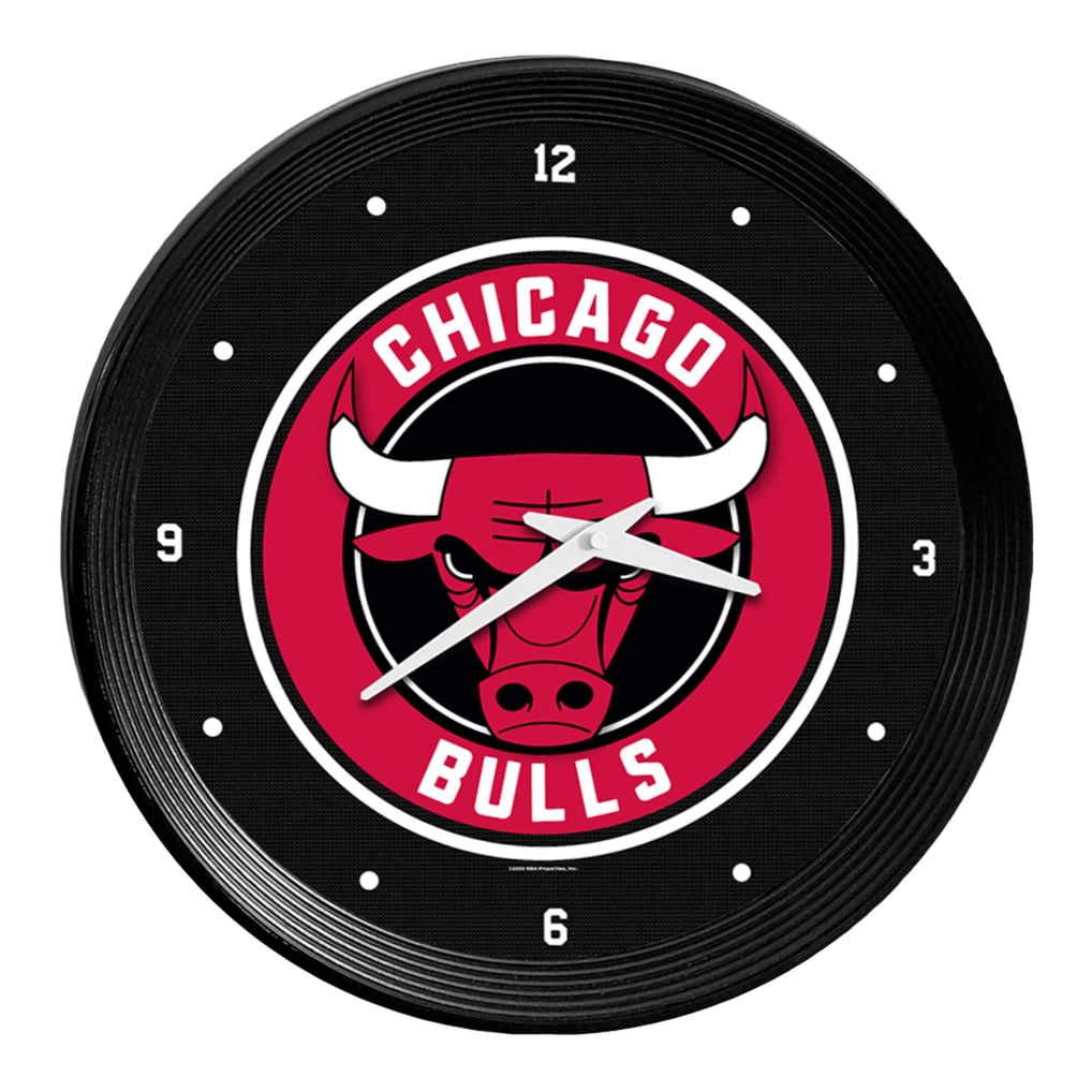 Chicago Bulls 15" Ribbed Frame Wall Clock