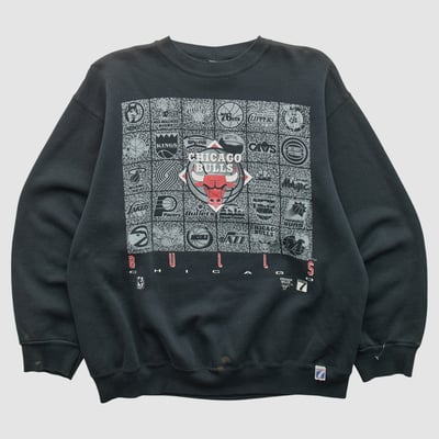 Chicago Bulls Logo 7 90s Pullover Sweatshirt - Black - S by Fanatics Real Vintage