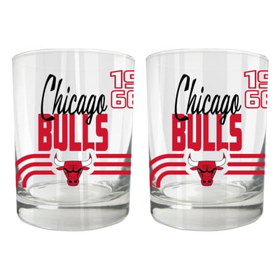Chicago Bulls Two-Piece 12oz. Heritage Rocks Glass Set