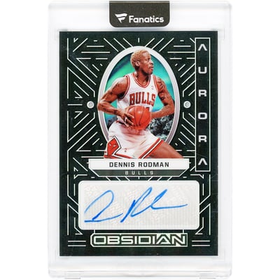 Dennis Rodman Chicago Bulls Autographed 2021-22 Panini Obsidian Aurora #AUR-DRO #64/99 Card