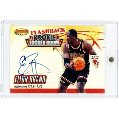 Elton Brand Chicago Bulls Autographed 2001-02 Bowman Best Flashback Rookie Locker Room #LRCF2 Card