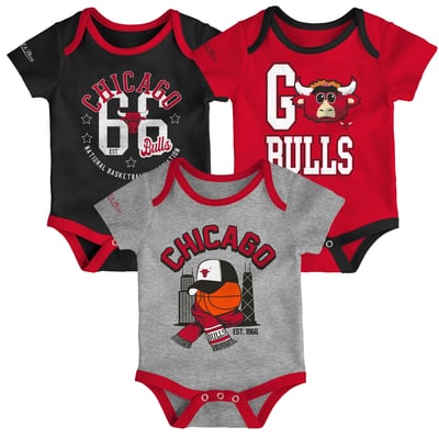 Chicago Bulls Mitchell & Ness Infant Fanbase 3-Pack Bodysuit Set