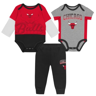 Chicago Bulls Outerstuff Infant Rim Protectors Three-Piece Bodysuit & Pants Set
