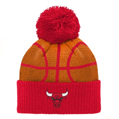Chicago Bulls Infant Basketball Head Cuffed Knit Hat with Pom - Red
