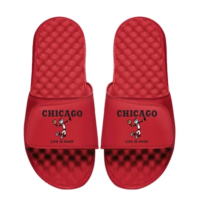  Chicago Bulls ISlide Life is Good Slide Sandals - Red