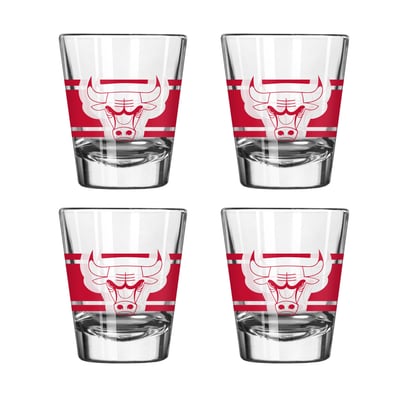 Chicago Bulls Logo Brands Four-Piece Stripe Shot Glass Set