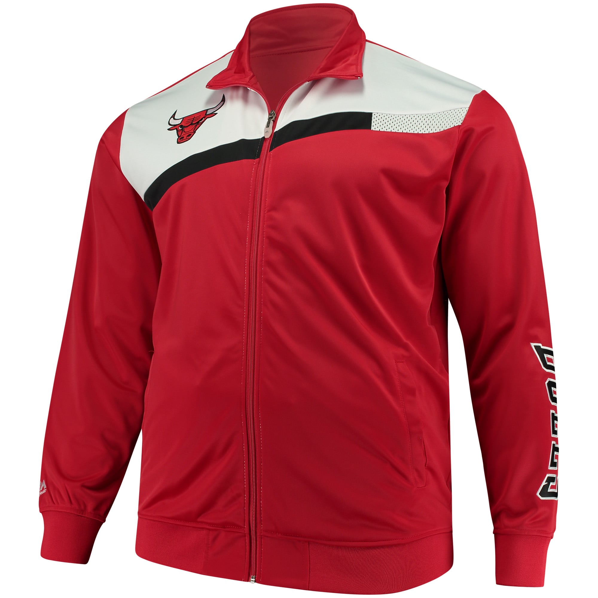Men's Chicago Bulls Majestic Red/White Tricot Full-Zip Track Jacket