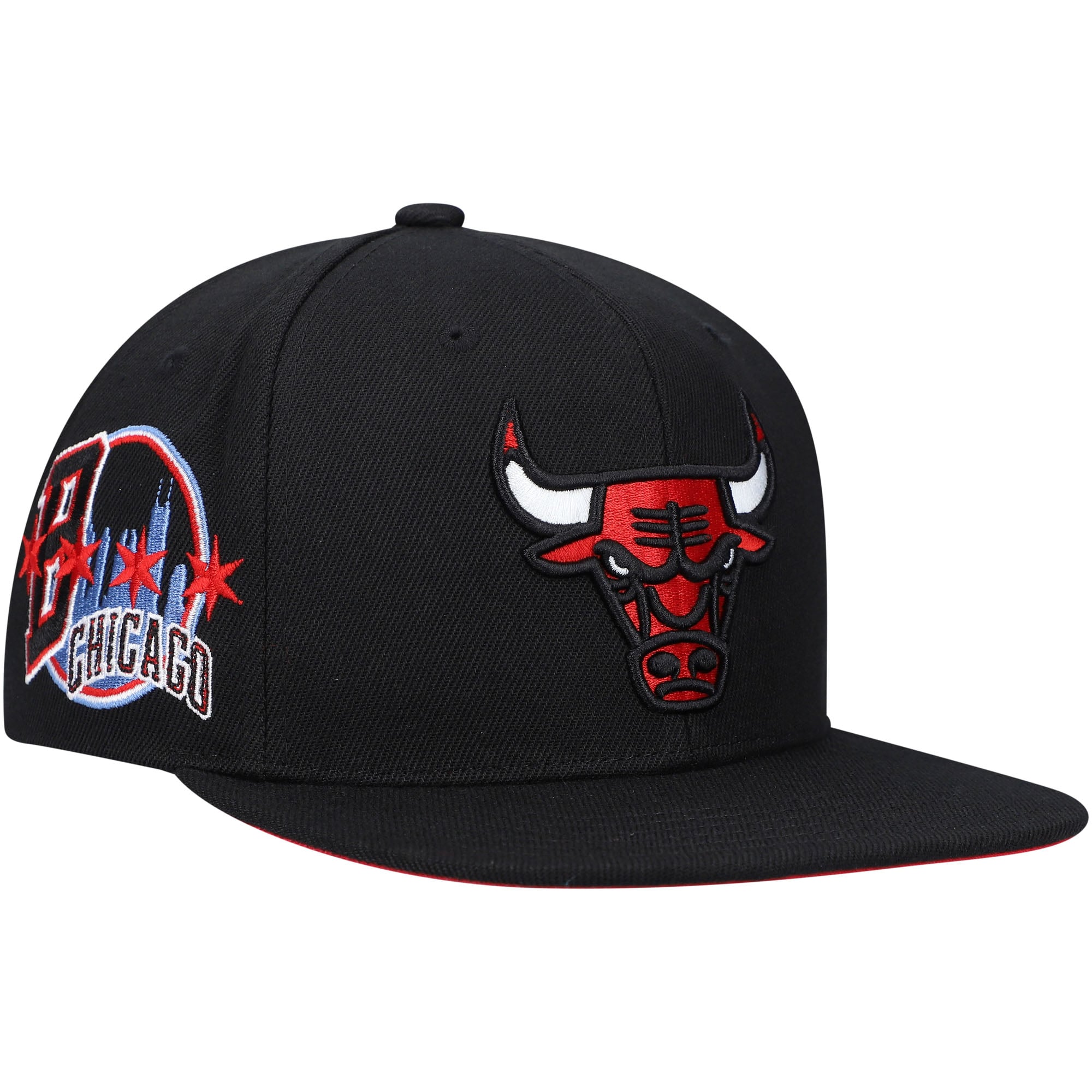 Chicago Bulls Mitchell & Ness Custom Patch Snapback Hat - Black display picture 3