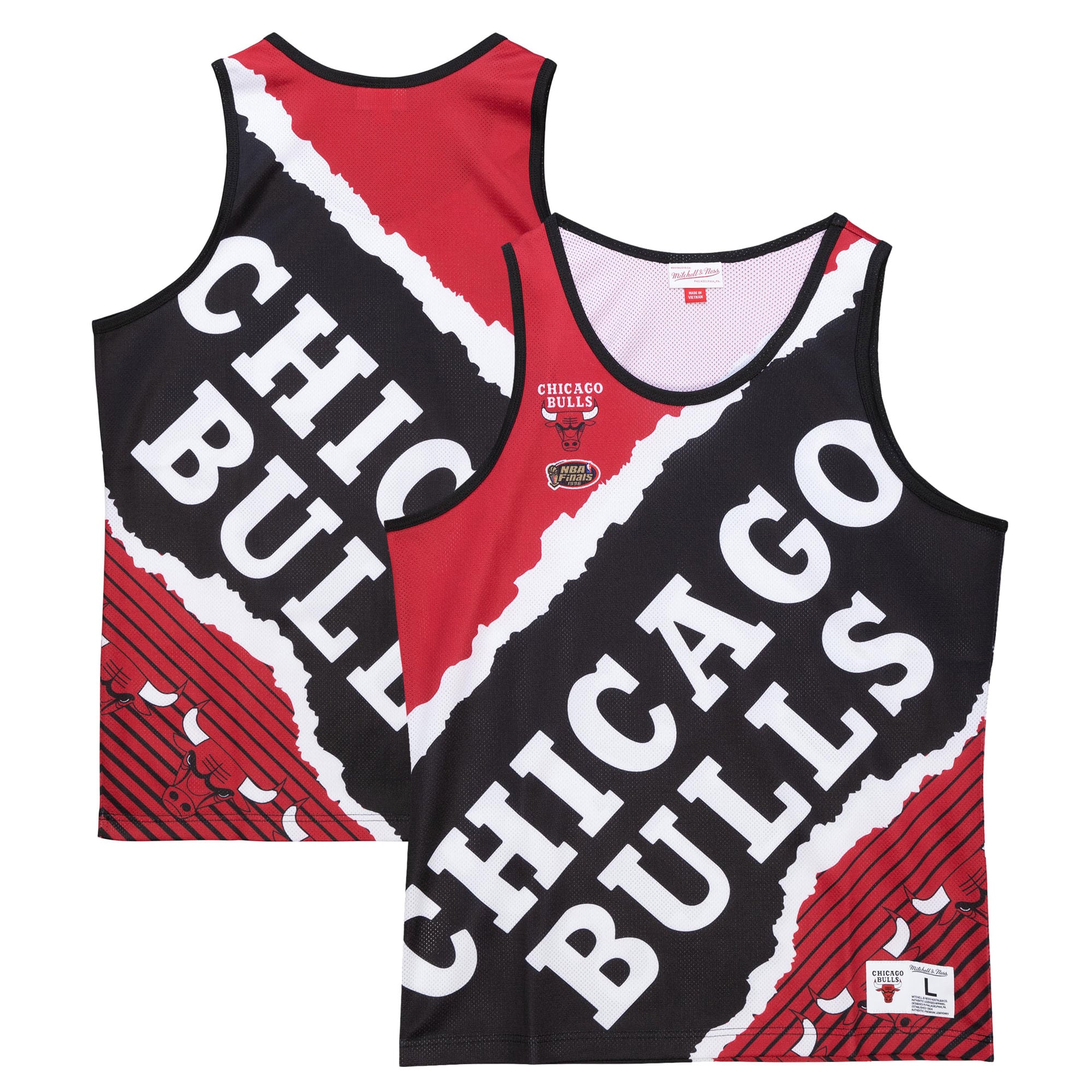 Men's Chicago Bulls Mitchell & Ness Black Jumbotron 2.0 Sublimated Tank Top
