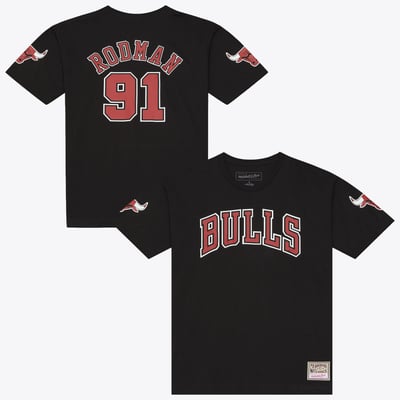 Dennis Rodman Chicago Bulls Mitchell & Ness Name & Number Classic T-Shirt - Black