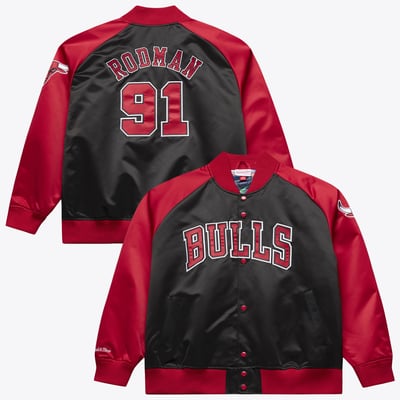 Dennis Rodman Chicago Bulls Mitchell & Ness Player Lightweight Satin Jacket - Black