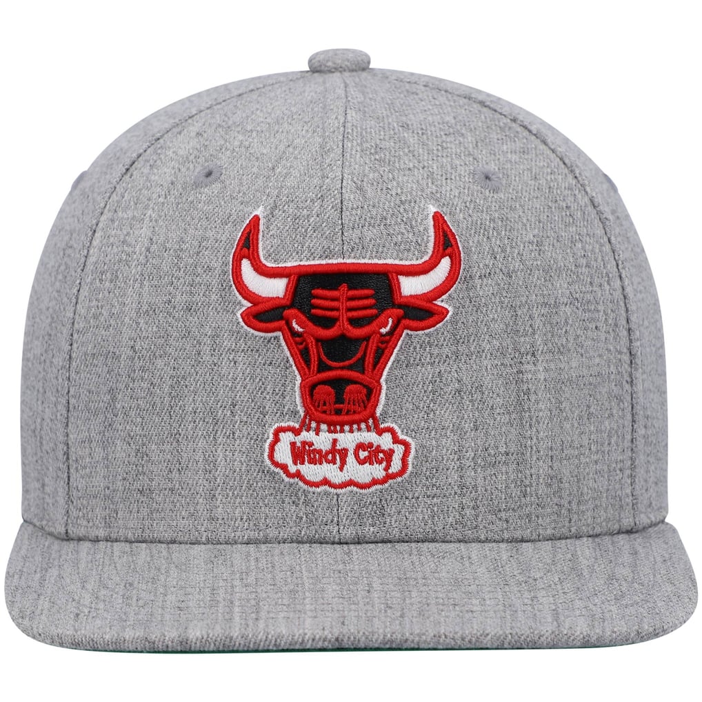 Chicago Bulls Mitchell & Ness Hardwood Classics Team 2.0 Snapback Hat - Heathered Gray