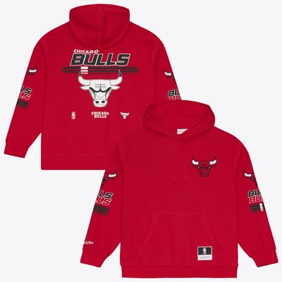 Chicago Bulls Mitchell & Ness  Triple Check Fleece Hoodie - Red