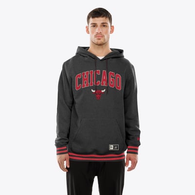  Chicago Bulls New Era Throwback Applique Logo Hoodie - Black