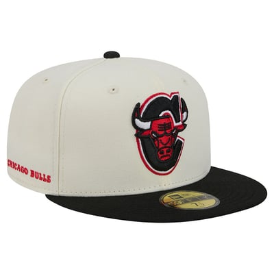 Chicago Bulls New Era Deceptor 59FIFTY Fitted Hat - Cream/Black