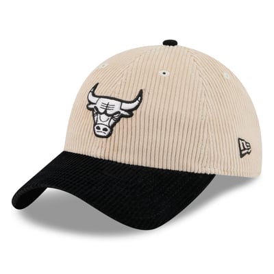 Chicago Bulls New Era Tonal Corduroy Casual Classic Adjustable Hat - Cream/Black