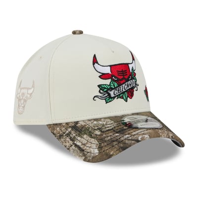  Chicago Bulls New Era Rose Banner 9FORTY A-Frame Adjustable Hat - Cream/Camo