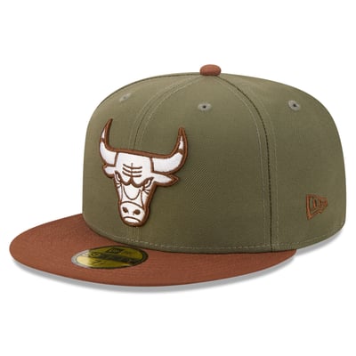 Chicago Bulls New Era Color Pack 2-Tone 59FIFTY Fitted Hat - Olive/Brown