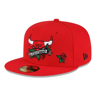  Chicago Bulls New Era Rose Banner 59FIFTY Fitted Hat - Red