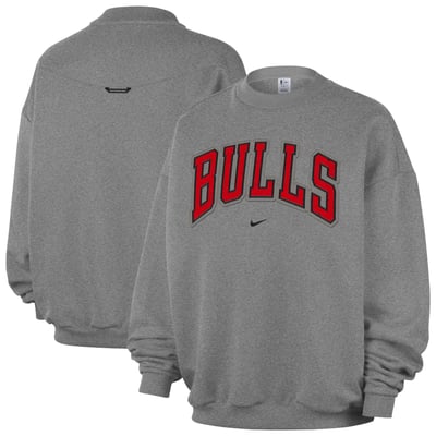  Chicago Bulls Nike Standard Issue Wordmark Fleece Therma-Fit Sweatshirt - Dark Heather Gray