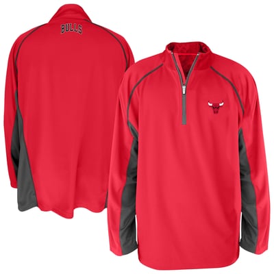 Chicago Bulls Profile Big & Tall Textured Quarter-Zip Pullover - Red/Black
