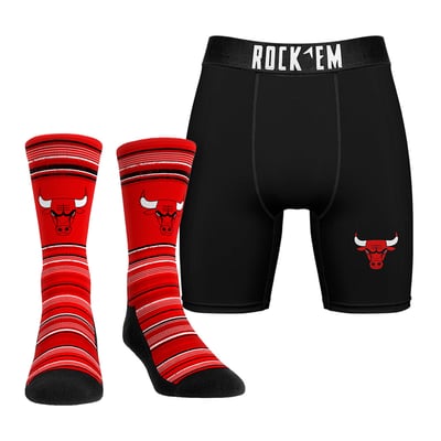  Chicago Bulls Rock Em Primary Crew Socks & Boxer Briefs Combo Pack