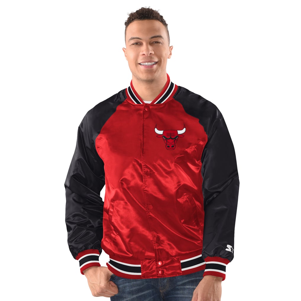 Chicago Bulls Starter Inductee Raglan Full-Snap Varsity Jacket - Red/Black