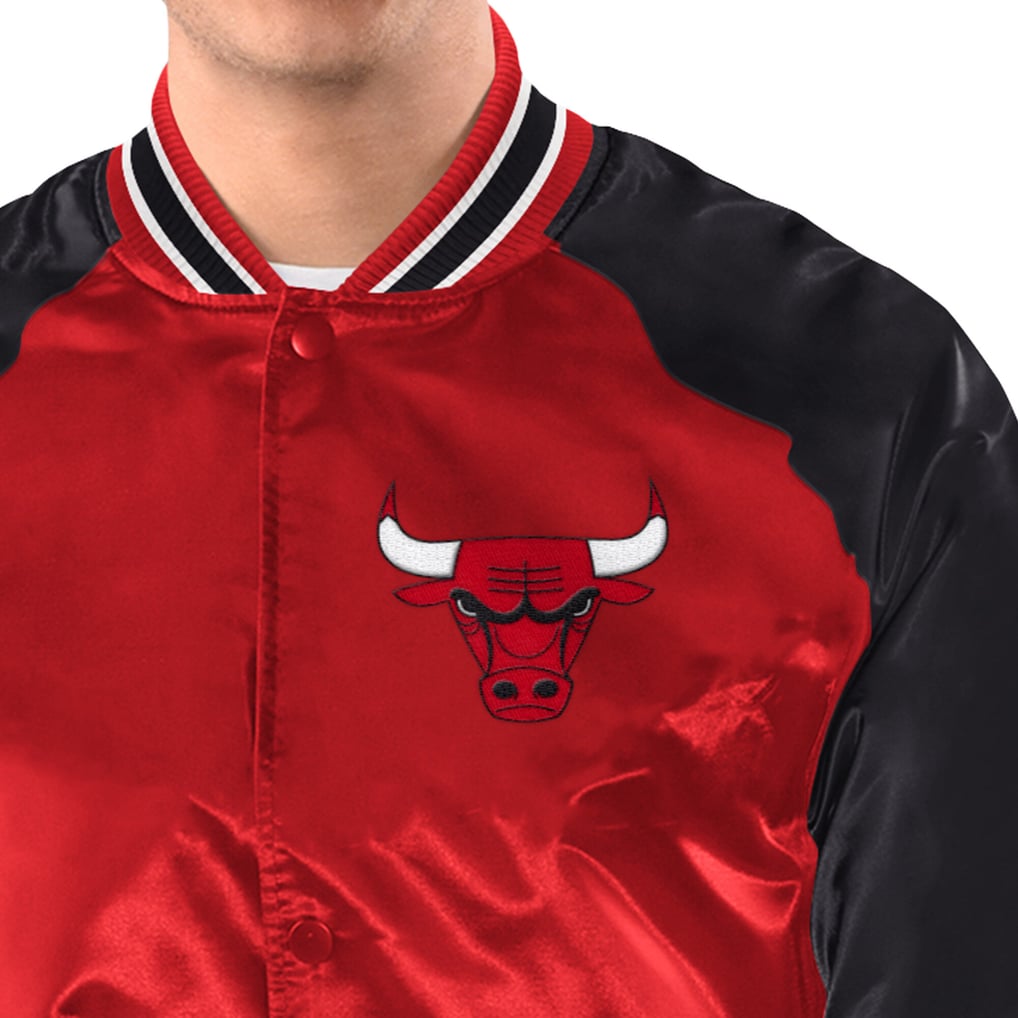  Chicago Bulls Starter Inductee Raglan Full-Snap Varsity Jacket - Red/Black