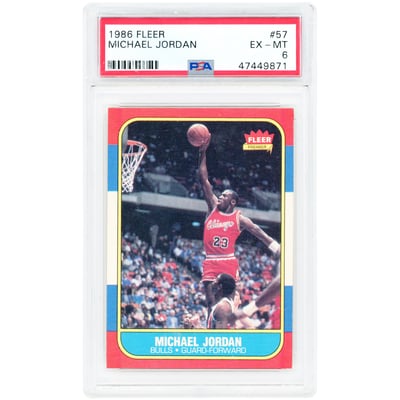 Michael Jordan Chicago Bulls 1986-87 Fleer #57 PSA Authenticated 6 Rookie Card