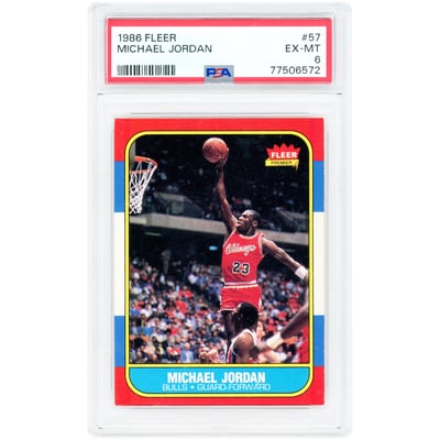 Michael Jordan Chicago Bulls 1986-87 Fleer #57 PSA Authenticated 6 Rookie Card