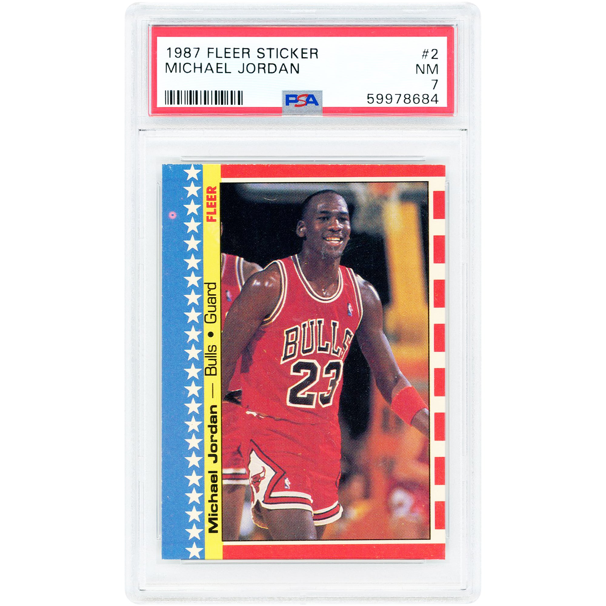 Michael Jordan Chicago Bulls 1987-88 Fleer Sticker #2 PSA 