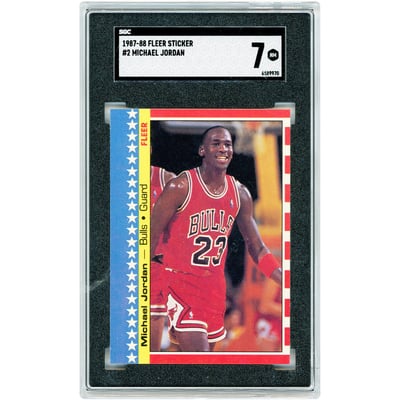 Michael Jordan Chicago Bulls 1987-88 Fleer Sticker #2 SGC Authenticated 7 Card 