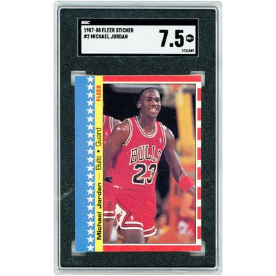 Michael Jordan Chicago Bulls 1987-88 Fleer Sticker #2 SGC Authenticated 7.5 Card 