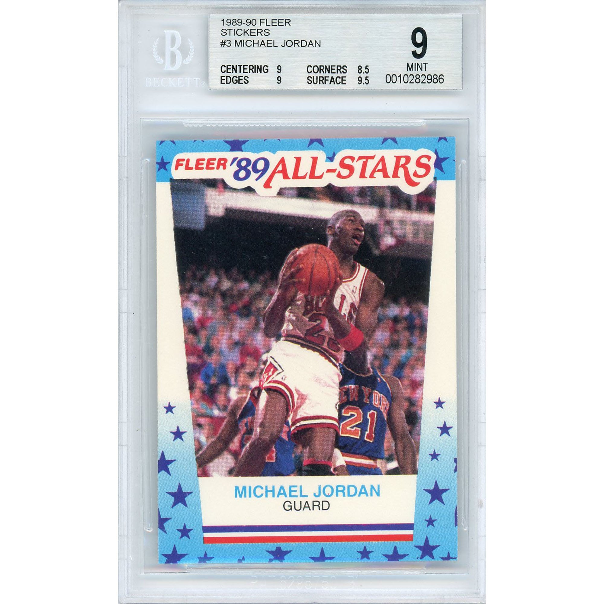 Chicago Bulls Michael Jordan 1989-90 Fleer Sticker #3 BGS 9 Card 