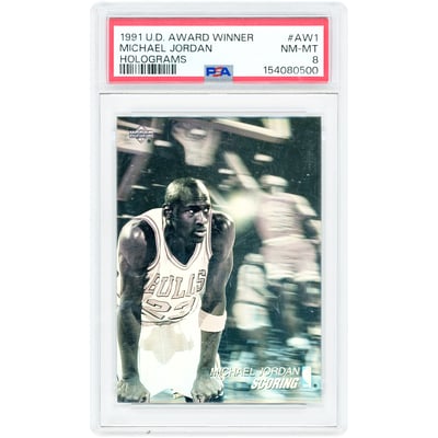 Michael Jordan Chicago Bulls 1991-92 Upper Deck UD Award Winner Hologram #AW1 PSA Authenticated 8 Card 