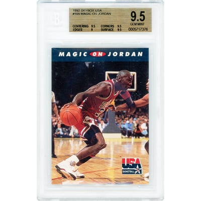 Michael Jordan Chicago Bulls 1992 Skybox USA #105 BGS Authenticated 9.5 Card - 9.5,9.5,9,9.5 Subgrades