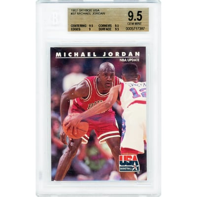 Michael Jordan Chicago Bulls 1992 Skybox USA #37 BGS Authenticated 9.5 Card - 9.5,9.5,9,9.5 Subgrades