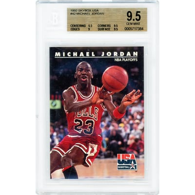 Michael Jordan Chicago Bulls 1992 Skybox USA #42 BGS Authenticated 9.5 Card - 9.5,9.5,9,9.5 Subgrades
