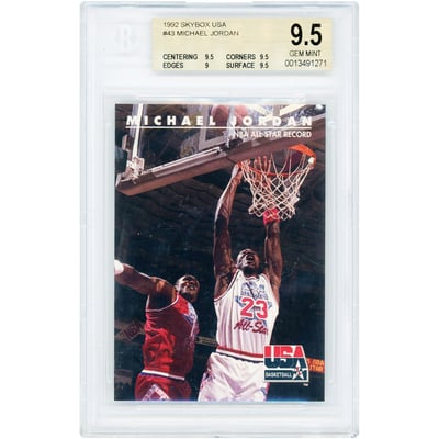 Michael Jordan Chicago Bulls 1992 Skybox USA #43 BGS Authenticated 9.5 Card - 9.5,9.5,9,9.5 Subgrades