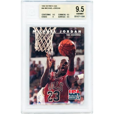 Michael Jordan Chicago Bulls 1992 Skybox USA #44 BGS Authenticated 9.5 Card - 9.5,9.5,9,9.5 Subgrades