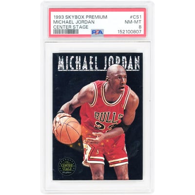 Michael Jordan Chicago Bulls 1993-94 Skybox Premium Center Stage #CS1 PSA Authenticated 8 Card 