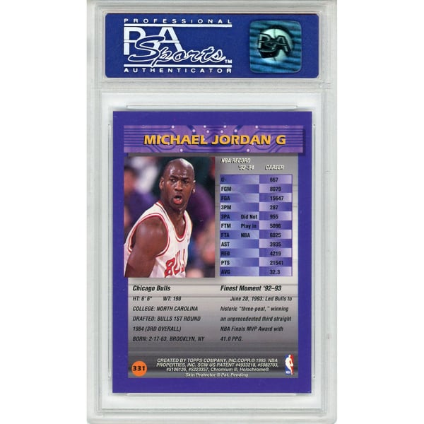 Chicago Bulls Michael Jordan 1994 Topps Finest Refractor with 