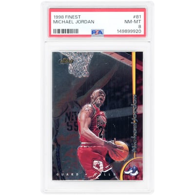 Michael Jordan Chicago Bulls 1998-99 Topps Finest #81 PSA Authenticated 8 Card 