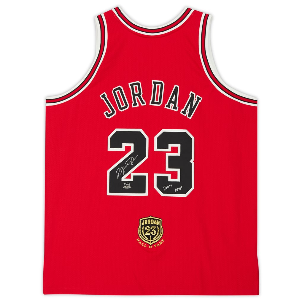Autographed Chicago Bulls Michael Jordan Red Mitchell & Ness