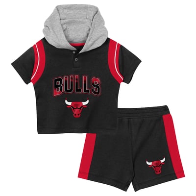Chicago Bulls Outerstuff Preschool Get Back Short Sleeve Hoodie & Shorts Two-Pack Set - Black
