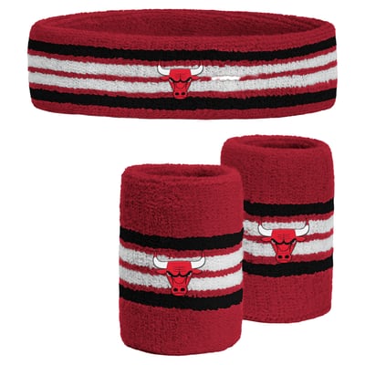 PRO Compression Red Chicago Bulls Team Stripe 3-Pack Headband and Wristbands Combo Set