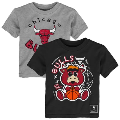  Chicago Bulls Mitchell & Ness Toddler Two-Pack Sketched Up T-Shirt Set  - Black/Heather Gray